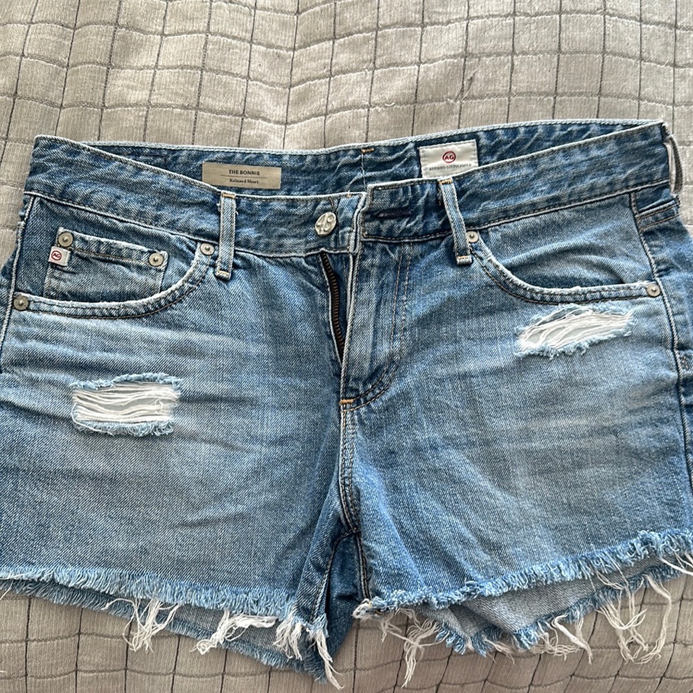AG distressed jean shorts